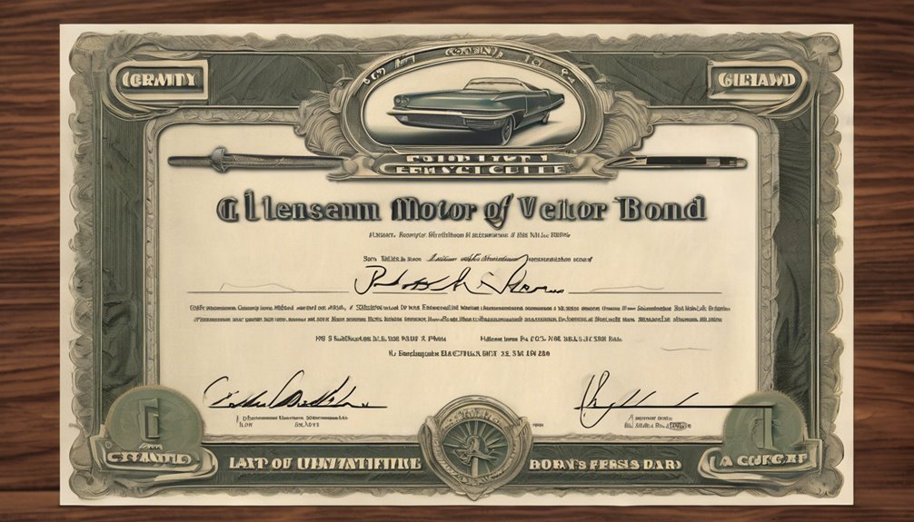 motor vehicle bond requirements